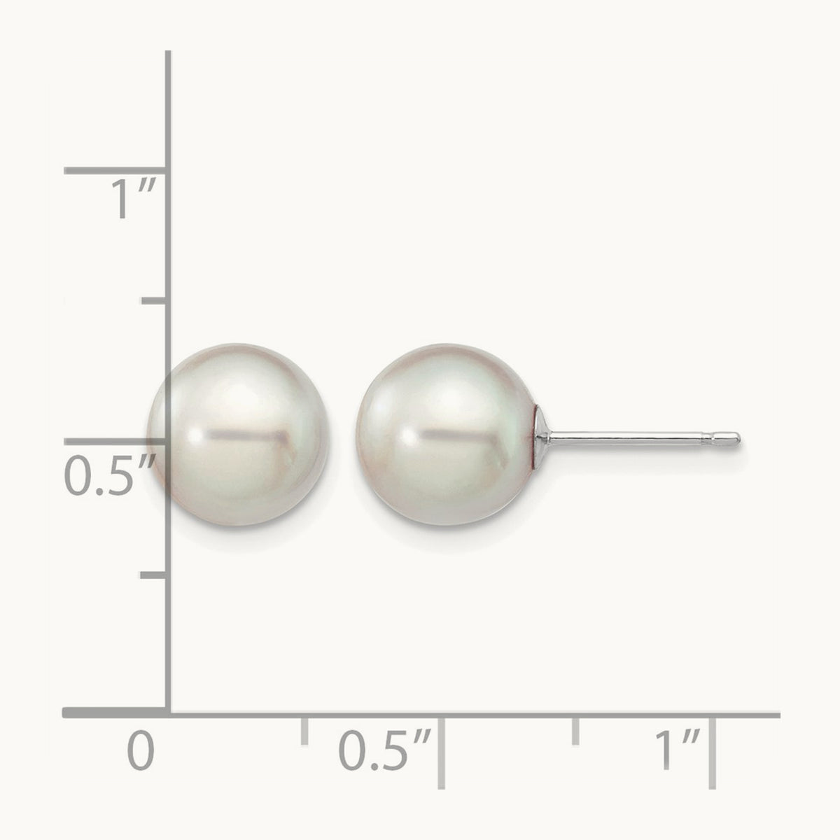 8- Round Grey Saltwater Akoya Culture Pearl Earrings, 9mm, 14K White Gold