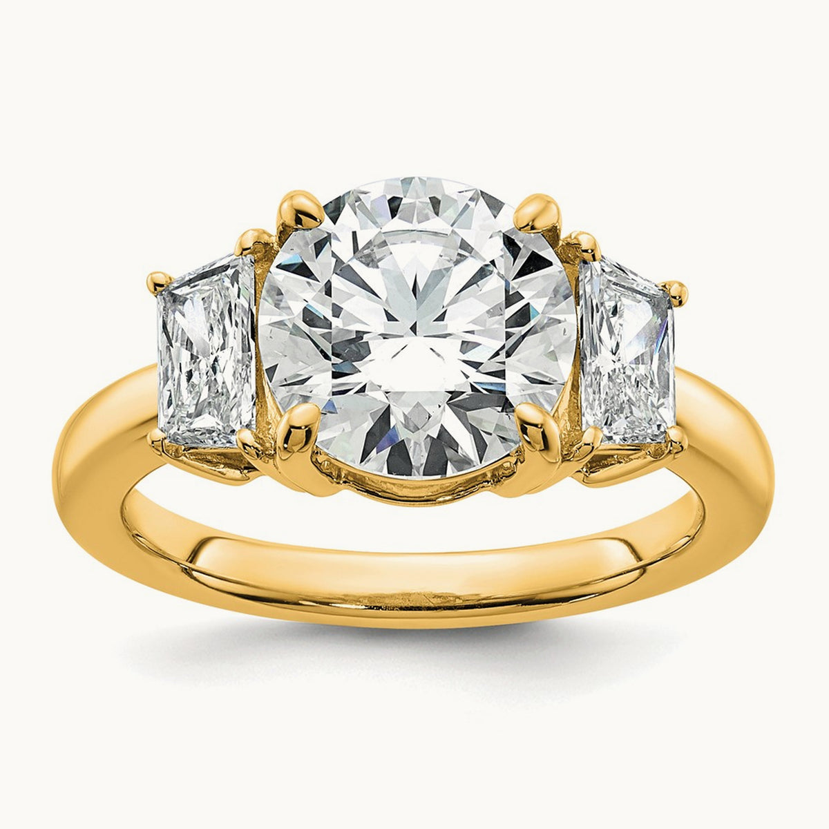 Trapezoid Sidestones Engagement Ring, 0.25-3.75 ct tw Lab-Grown Diamond — 3 3/4 ct, VS (Best) · Certified, 14K Yellow Gold