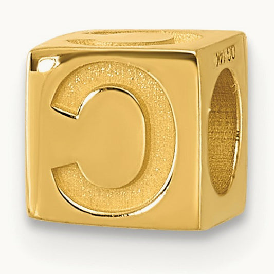 Alphabet Bead, 14K Yellow Gold