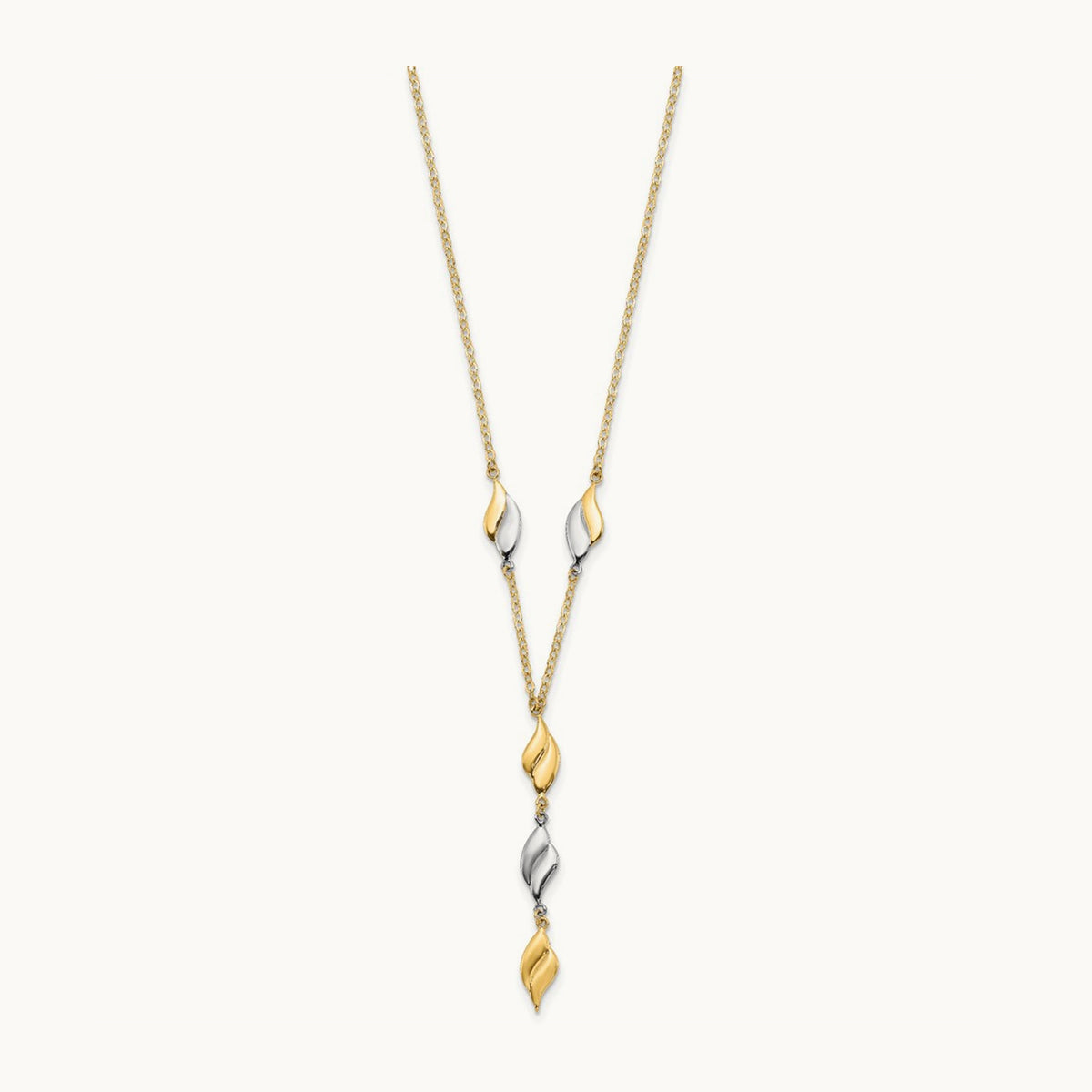 Polished Fancy Y Drop Necklace, 14K Two-tone