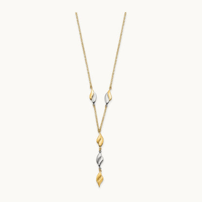 Polished Fancy Y Drop Necklace, 14K Two-tone