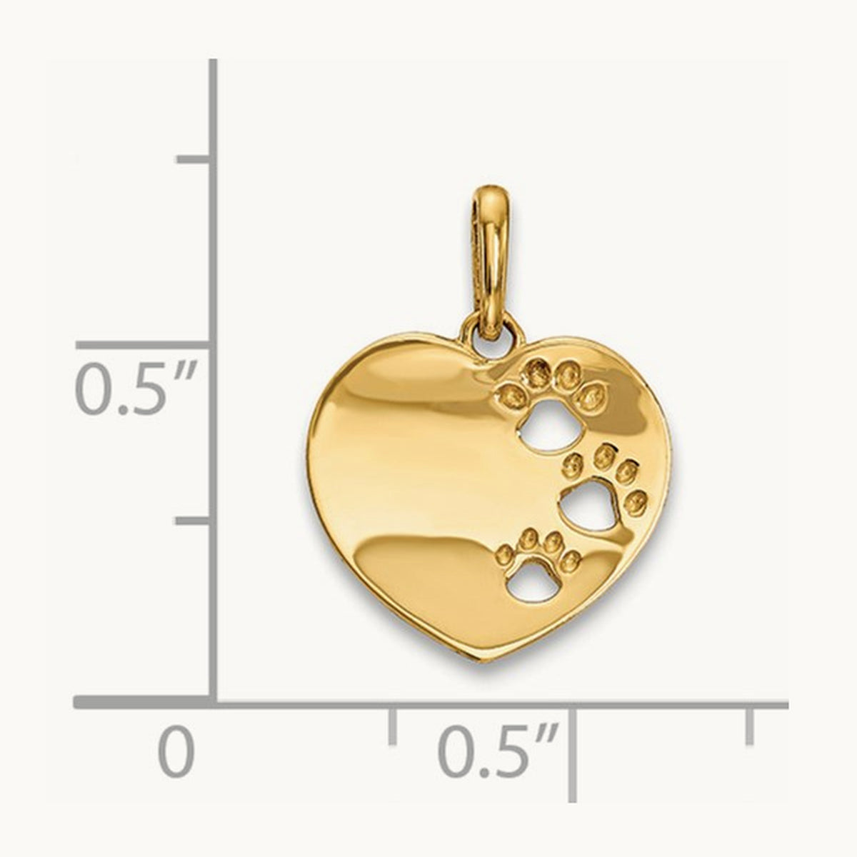 Childrens Heart with Pawprints Pendant, 14K