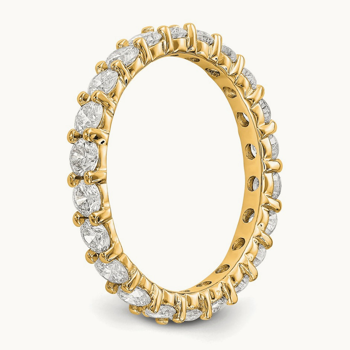 Polished Shared Prong Diamond Eternity Band — 14K Yellow Gold (4)
