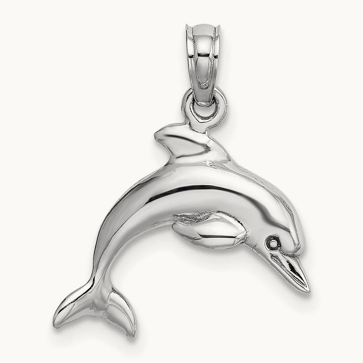 3-D Dolphin Jumping Charm — 14K White Gold