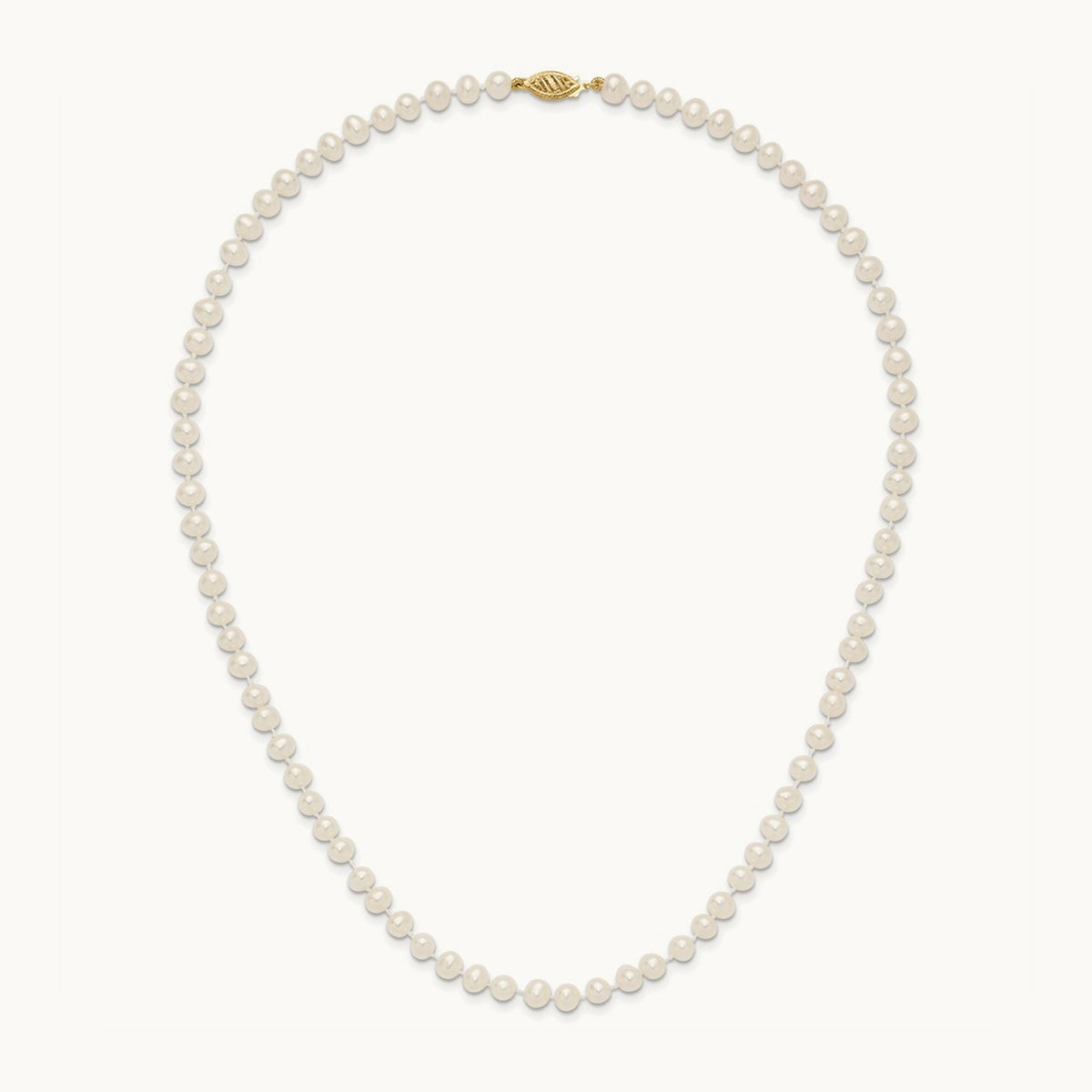White Near Round Freshwater Cultured Pearl Necklace — 18mm