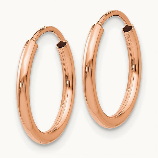 Polished Endless Tube Hoop Earrings, 1.50mm, 14K Rose Gold