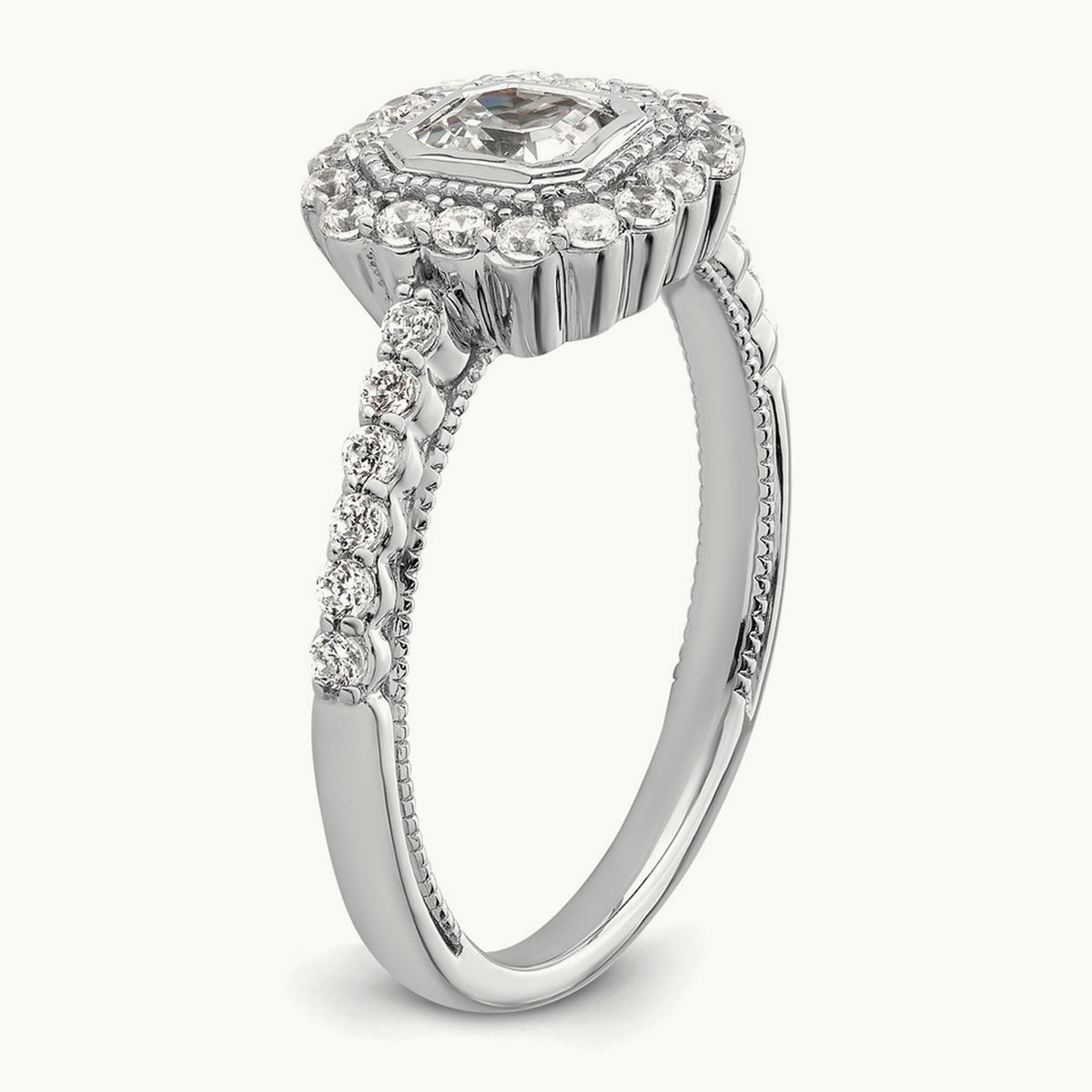 Halo Emerald Bezel Semi-Mount Ring — 1/2 ct, 7