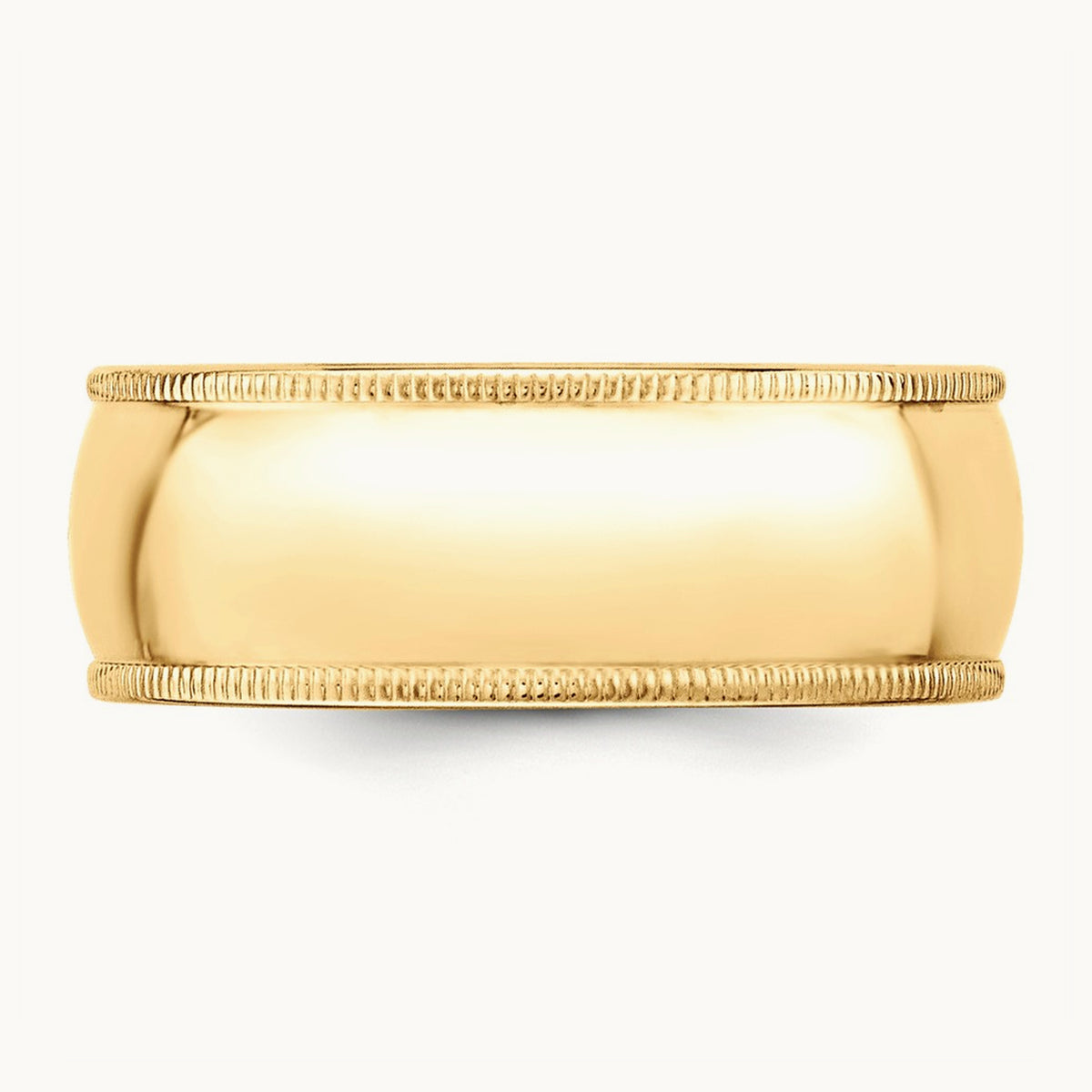 Milgrain Half Round Band, 8mm, 10K Yellow Gold