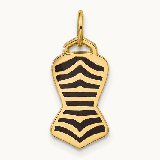 One Piece Swimsuit Charm, 14K Yellow Gold