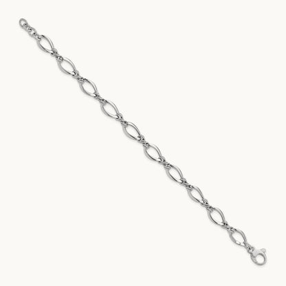 Fancy Link 7.5in Bracelet — 14K White Gold