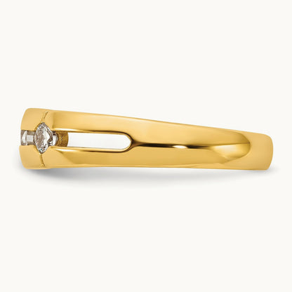 Setting: IB Goodman Men's Polished 3-Stone Diamond Ring Mounting, 14K Gold — 14K Yellow Gold