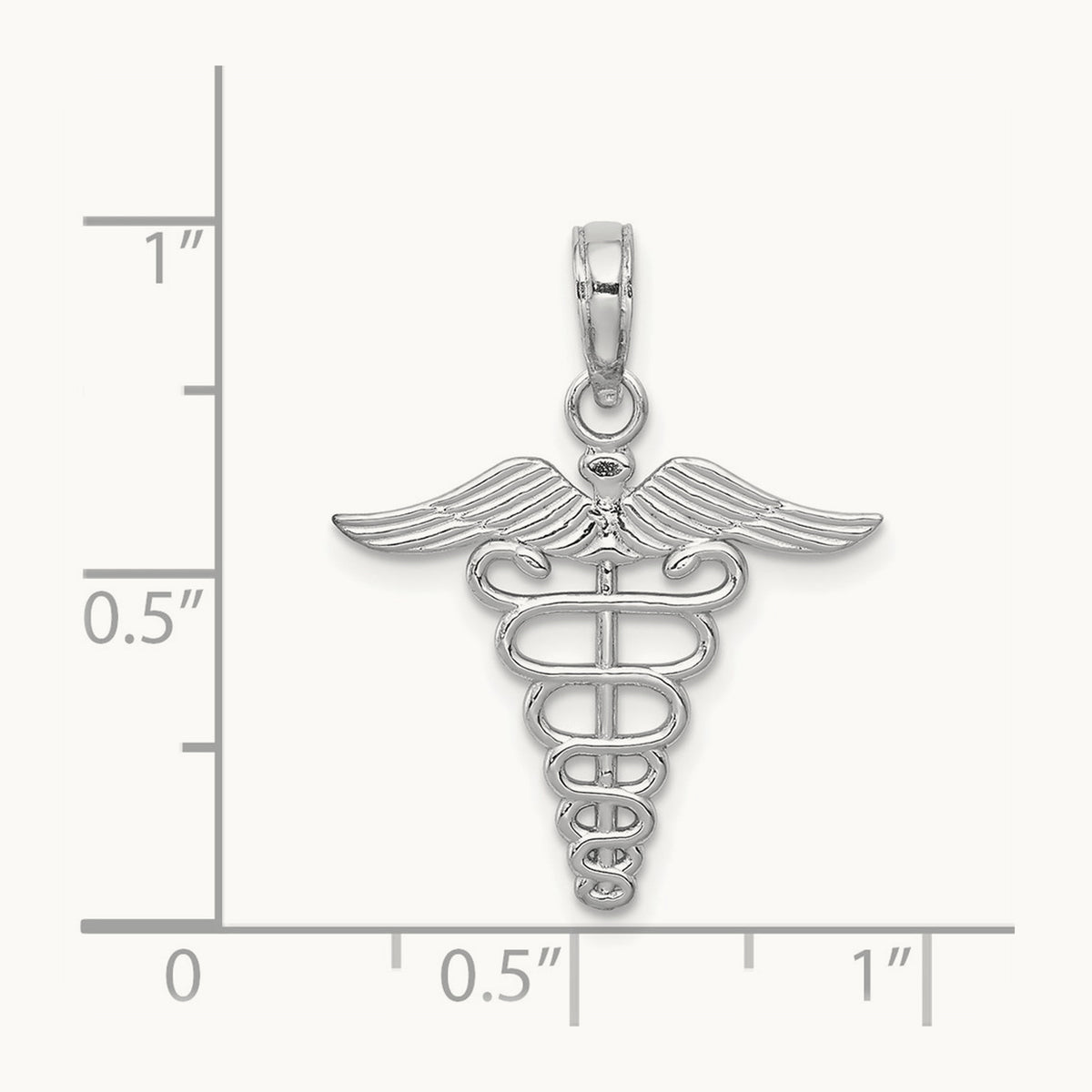 Caduceus Charm — 14K White Gold