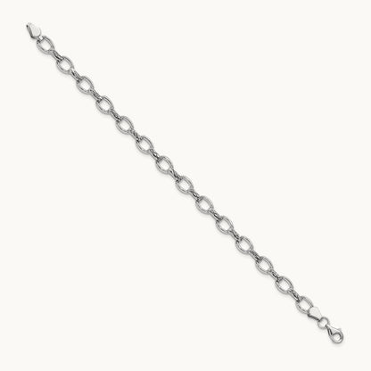 7in Diamond-cut Polished Fancy Bracelet, 14K White Gold