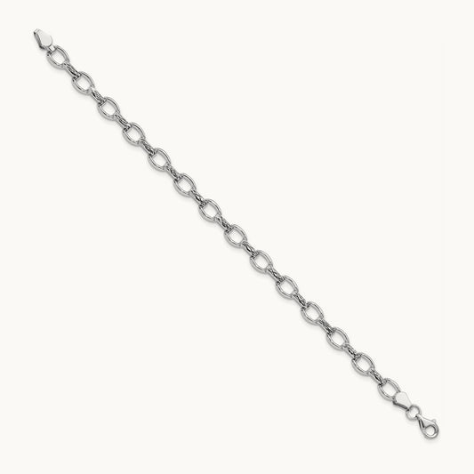 7in Diamond-cut Polished Fancy Bracelet, 14K White Gold