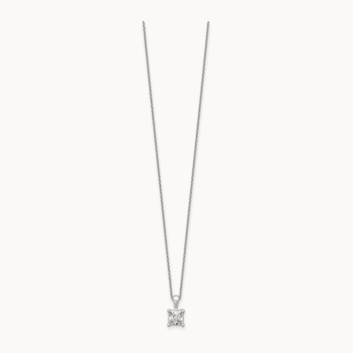 Princess Pendant Necklace, 0.50-2.00 ct tw Lab-Grown Diamond — 1 1/2 ct, 14K White Gold