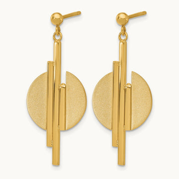 Polished and Brushed Dangle Post Earrings, 14K — Leslie's