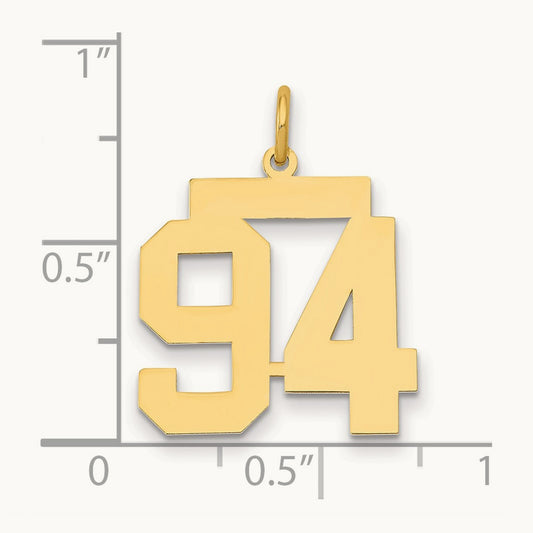 Medium Polished Number 94 Charm, 14K