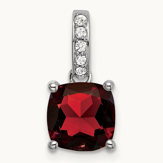 Cushion Garnet and Diamond Pendant — photo set