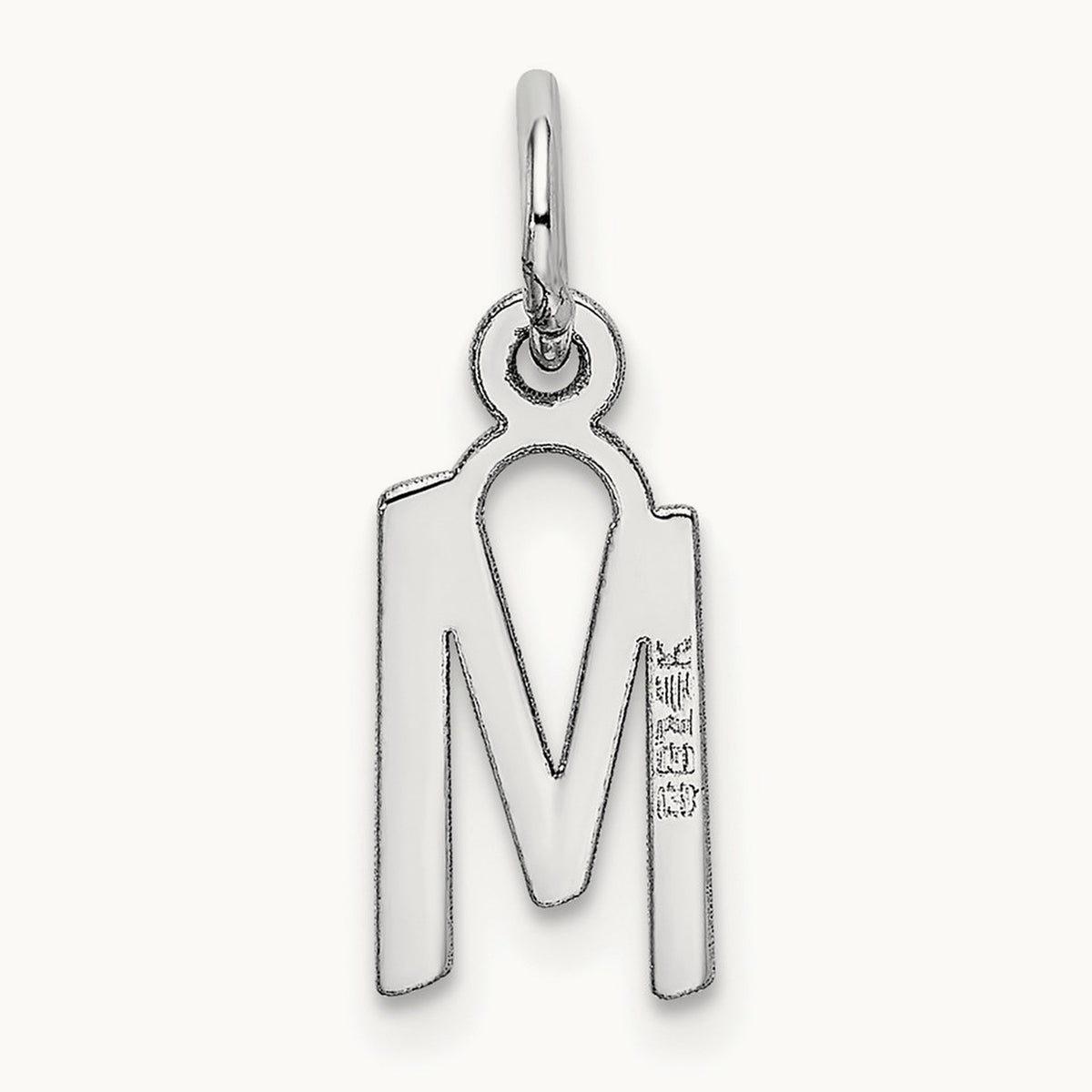 Small Slanted Block Initial Charm — 14K White Gold, M
