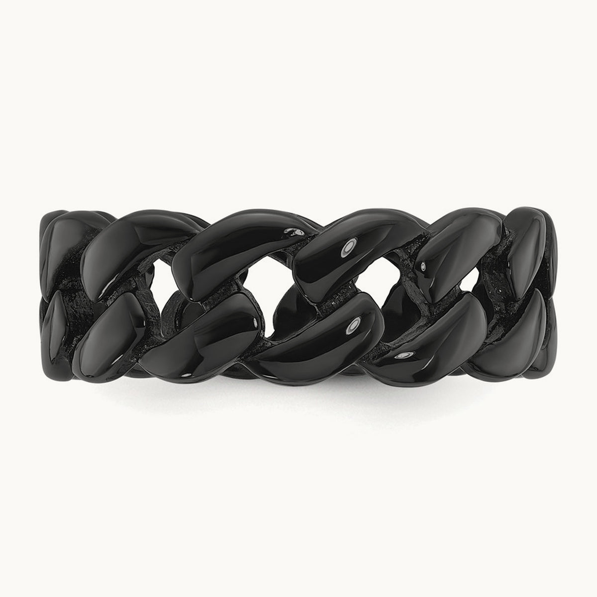 Polished Black IP-plated Curb Link Band, 8mm, Stainless Steel