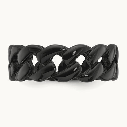 Polished Black IP-plated Curb Link Band, 8mm, Stainless Steel
