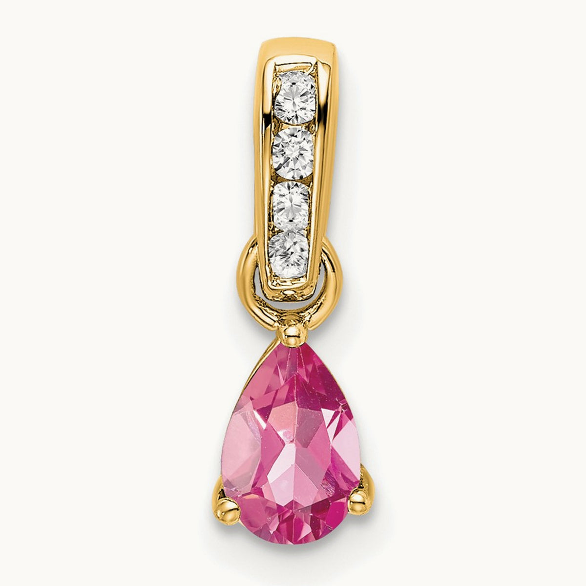 Pear Tourmaline and Diamond Pendant — 14K Yellow Gold