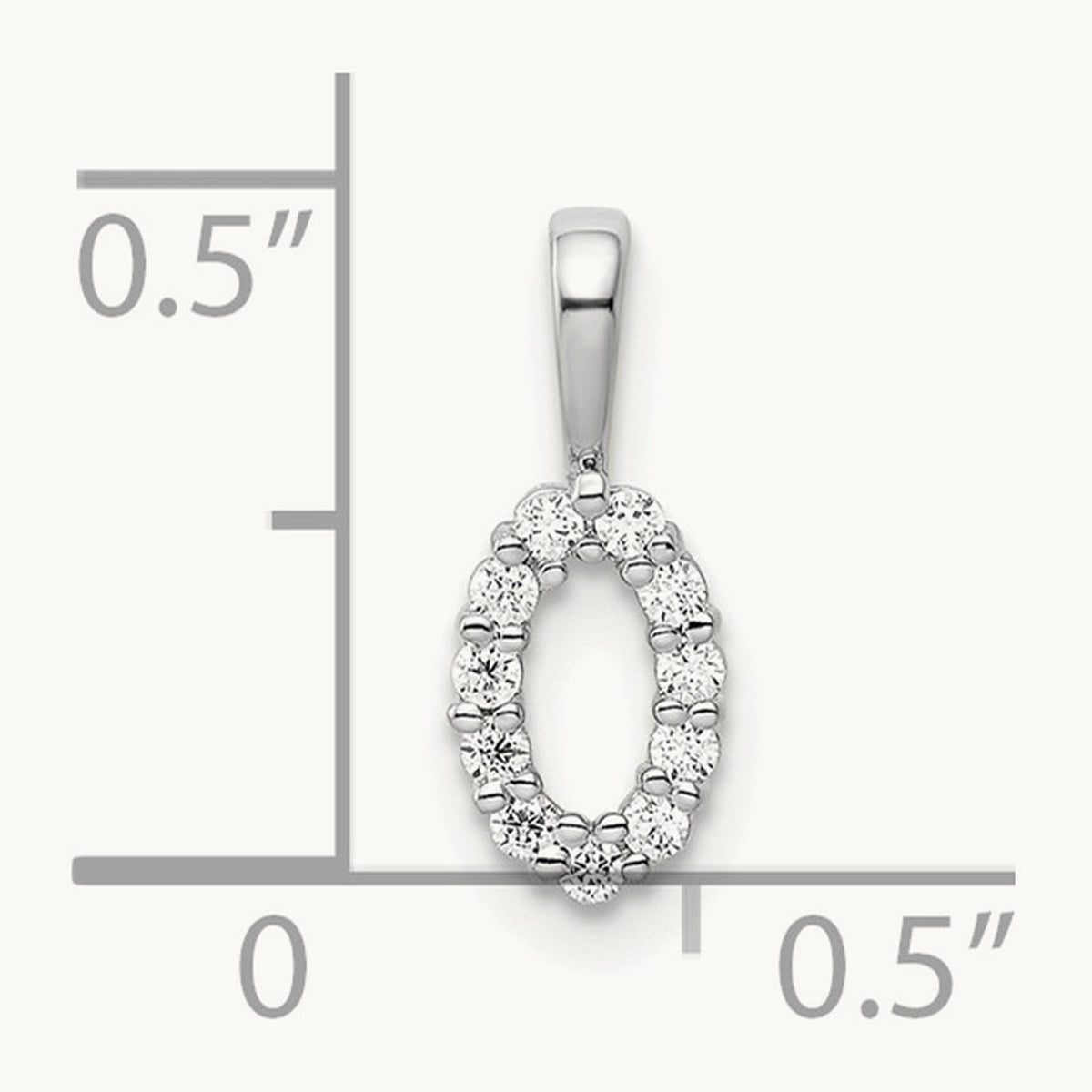 Diamond Number 0 Pendant — 14K White Gold, 12.99mm