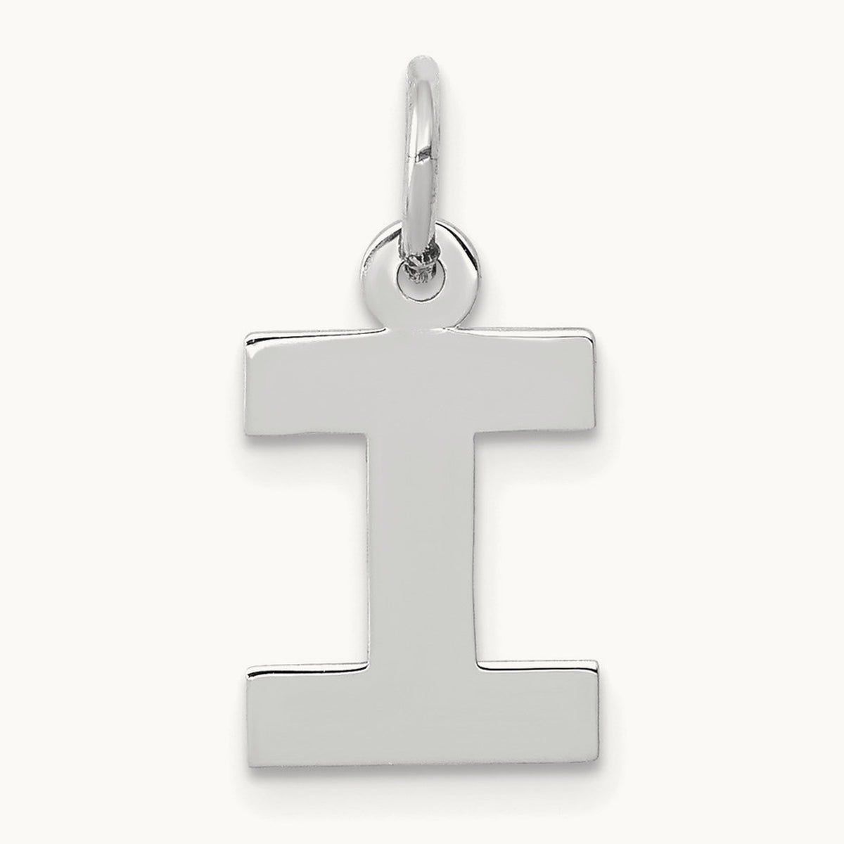 Small Block Initial Charm — 14K White Gold, I