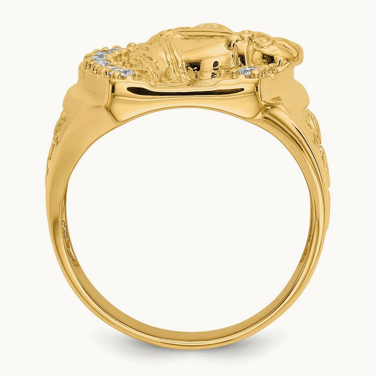 Horseshoe with Horse Men's Ring, 0.50 ct tw Lab-Grown Diamond