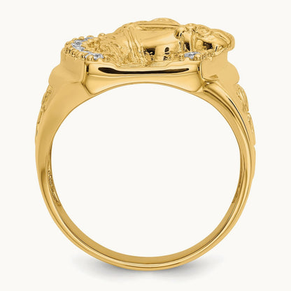 Horseshoe with Horse Men's Ring, 0.50 ct tw Lab-Grown Diamond