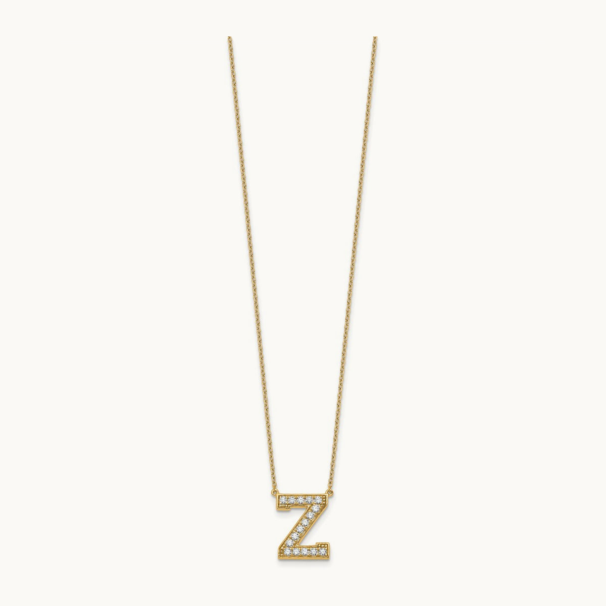 Initial Necklace — 14K Yellow Gold, Z, 3/8 ct