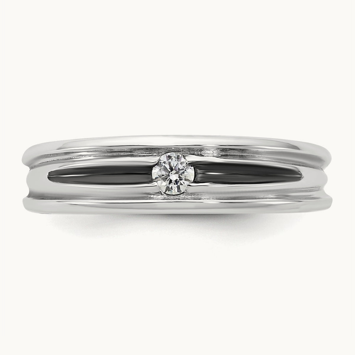 w/Black Rhodium IB Goodman Mens Complete 1/10ct Diamond Ring, 14K White Gold