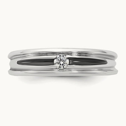 w/Black Rhodium IB Goodman Mens Complete 1/10ct Diamond Ring, 14K White Gold