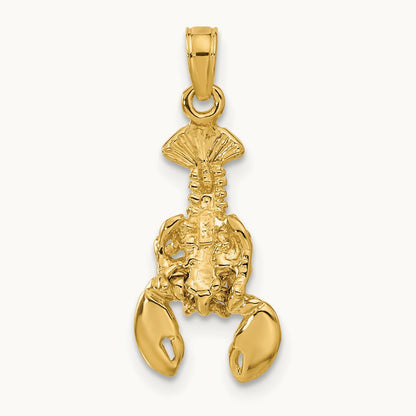 Moveable Lobster Pendant — 14K Yellow Gold