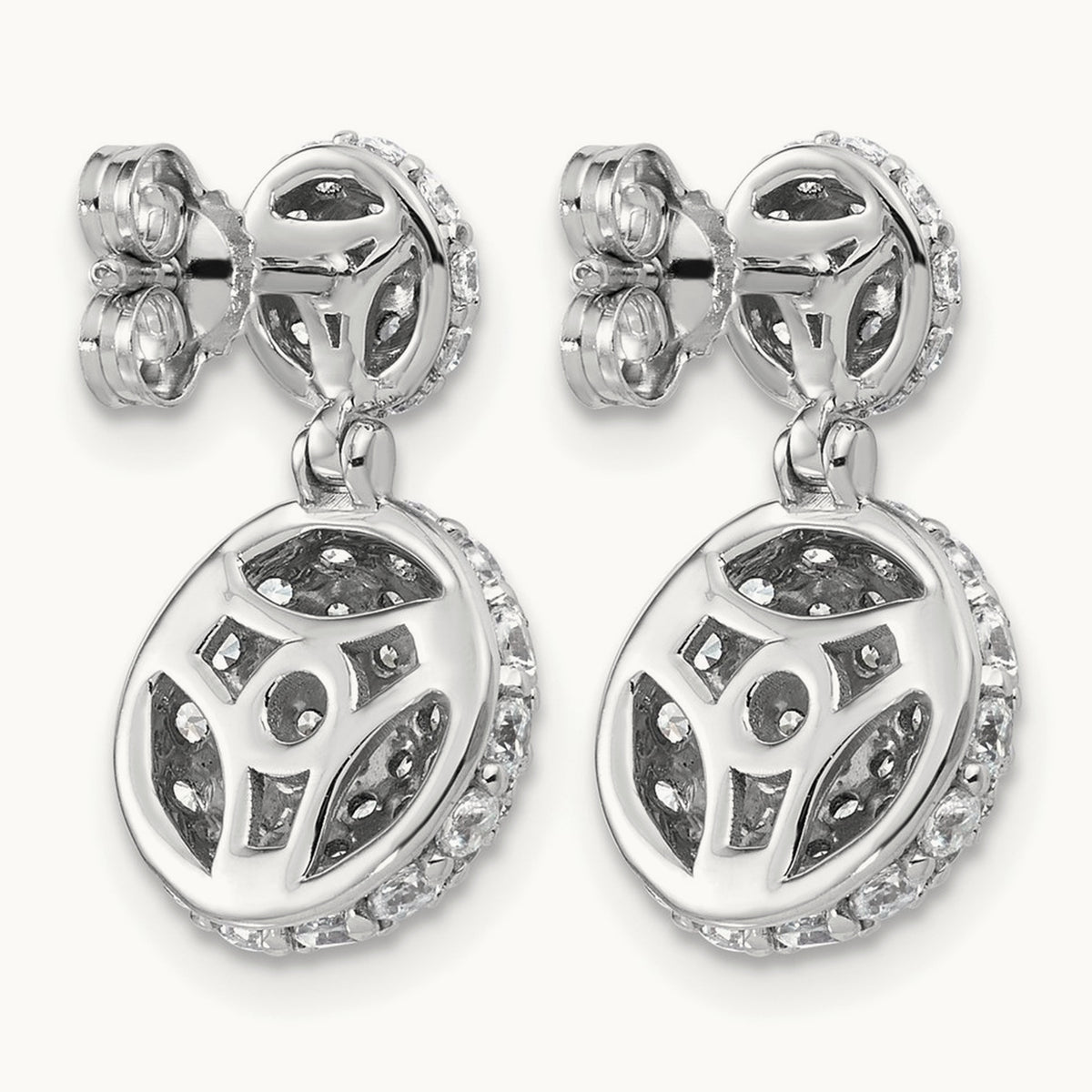 Pave Ball Dangle Post Earrings, 2.00 ct tw Lab-Grown Diamond — 14K White Gold