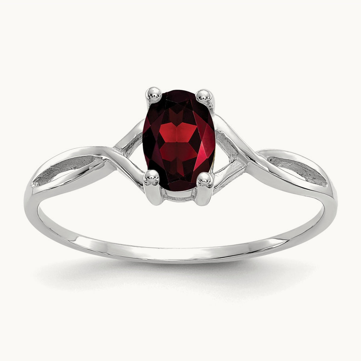 Garnet Birthstone Ring, 14K White Gold