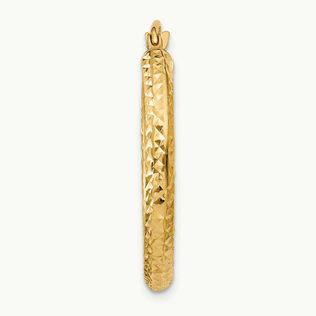 Single 14k Diamond-cut Round Hoop Earring, 3mm