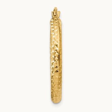Single 14k Diamond-cut Round Hoop Earring, 3mm