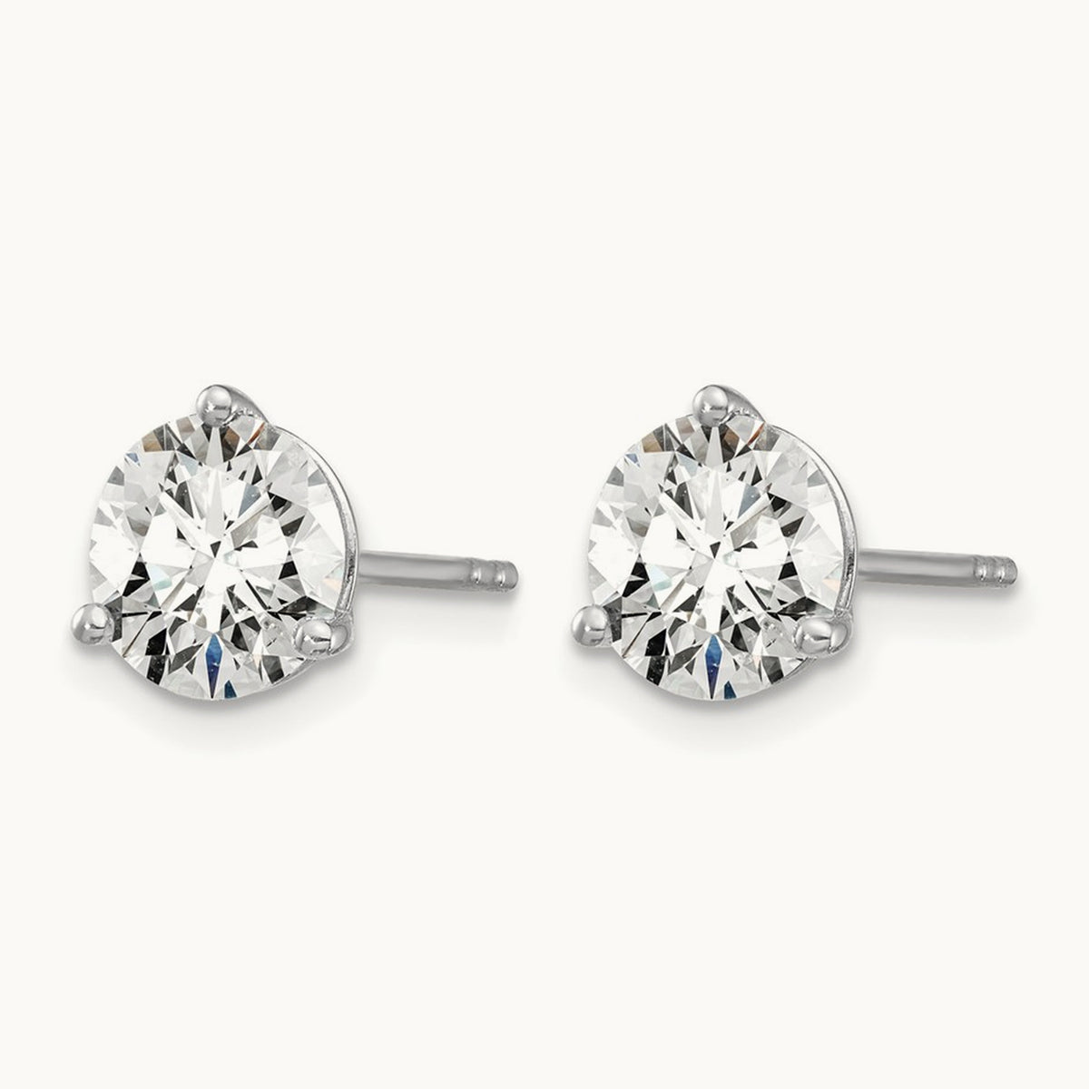 Round Stud Earrings, 0.10-6.00 ct tw Lab-Grown Diamond — 14K White Gold