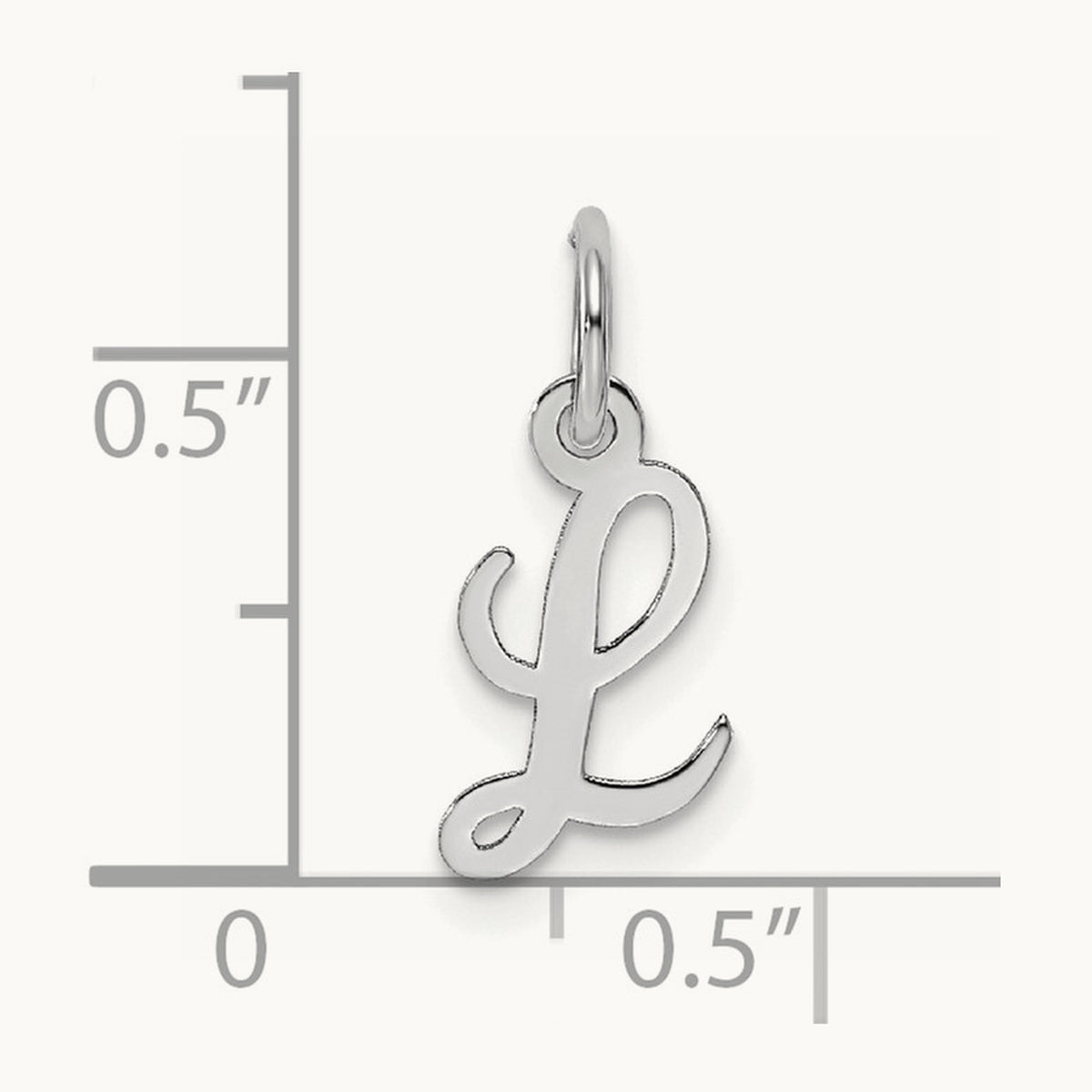 Small Script Letter L Initial Charm, 14K White Gold
