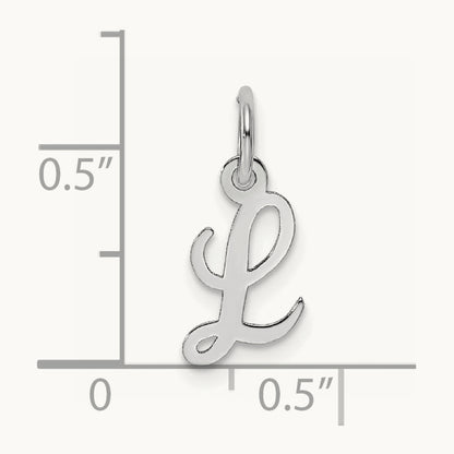 Small Script Letter L Initial Charm, 14K White Gold