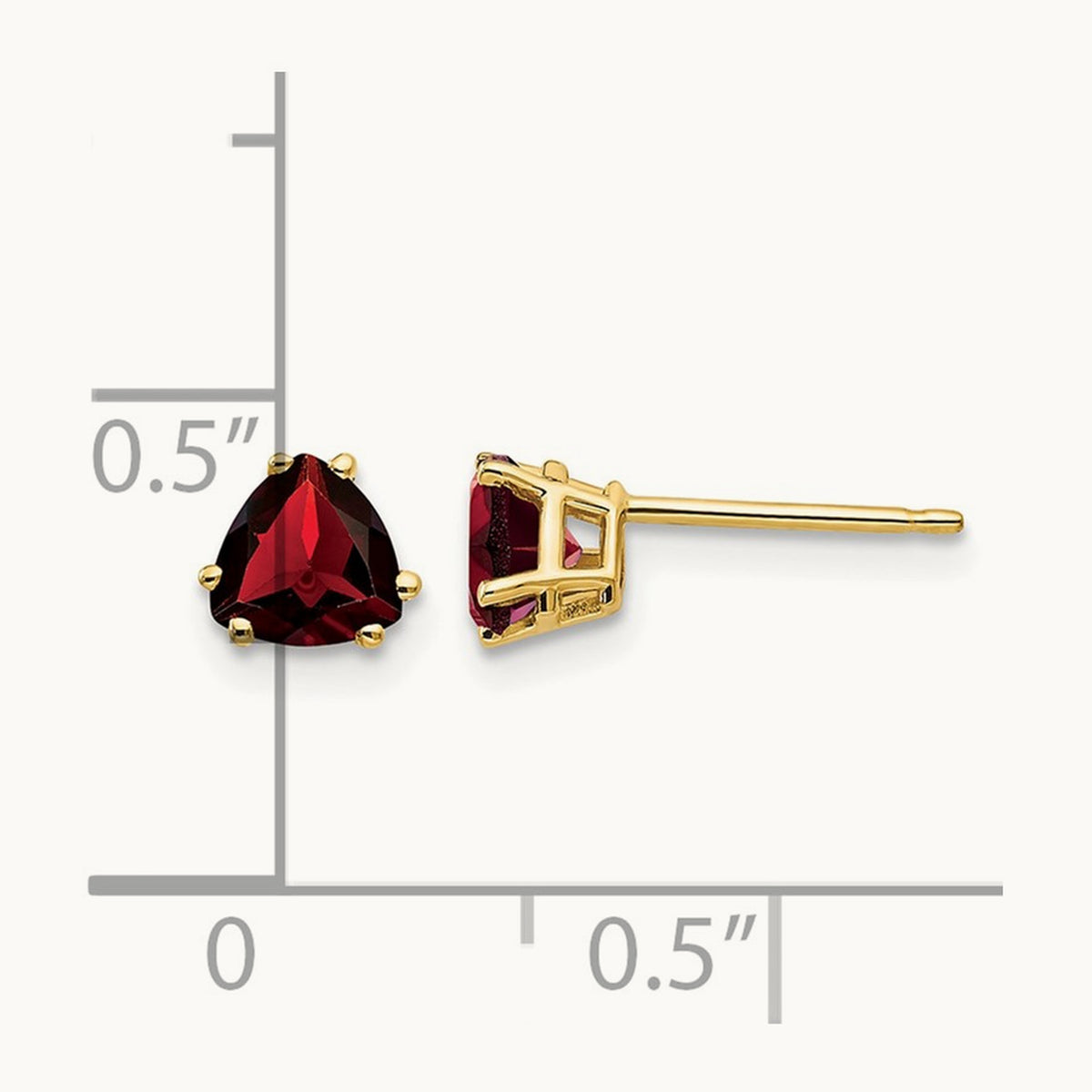 Trillion Garnet Earrings, 5mm, 14K