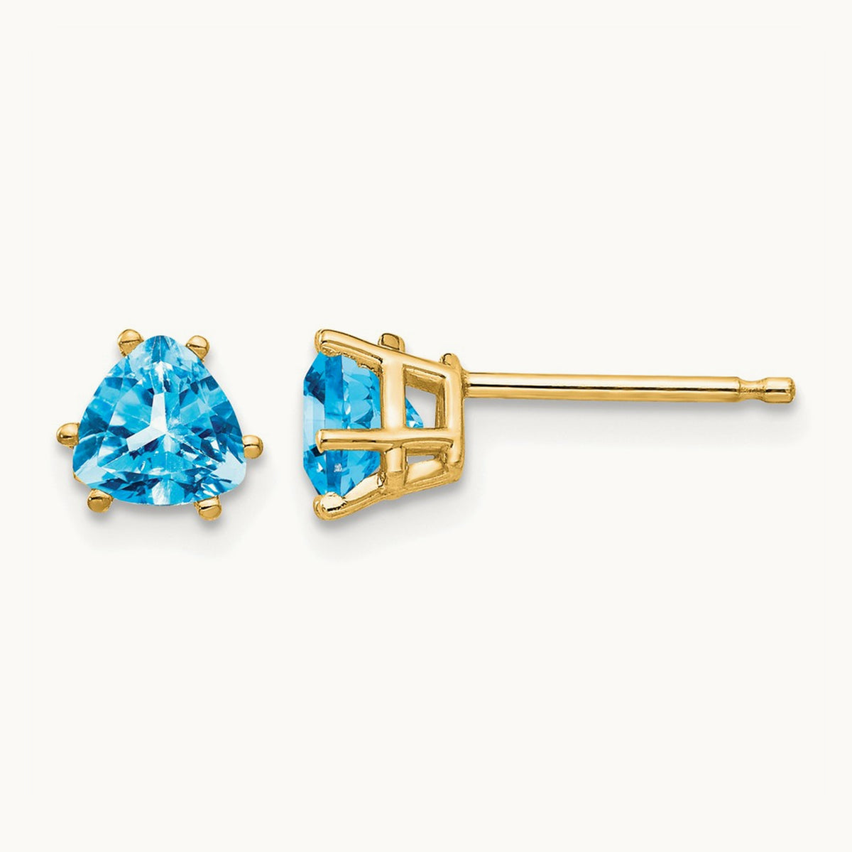 Trillion Blue Topaz Earrings, 5mm, 14K