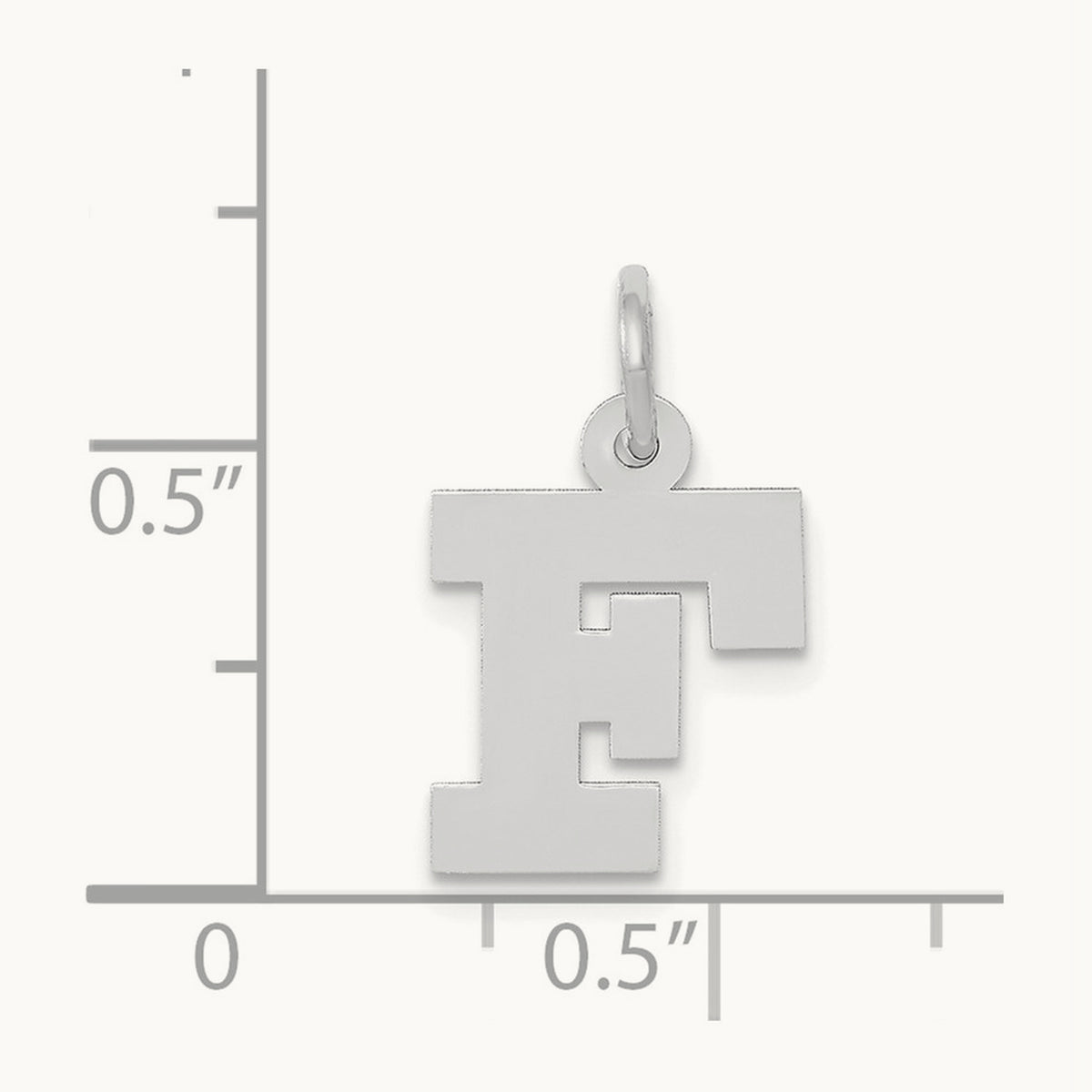 Small Block Initial Charm — 14K White Gold, F