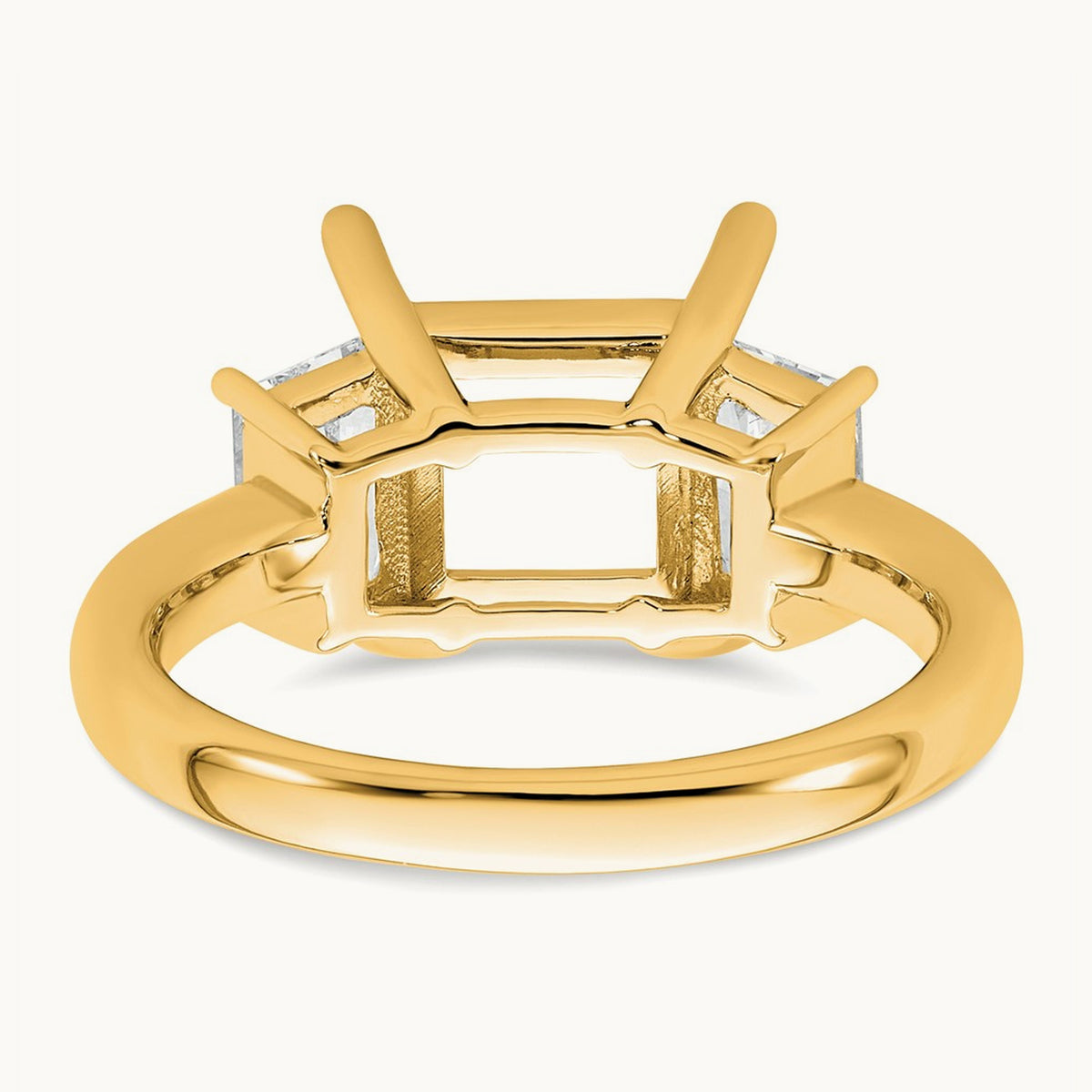Trapezoid Princess Semi-Mount Engagement Ring — 14K Yellow Gold, 1 ct, 7