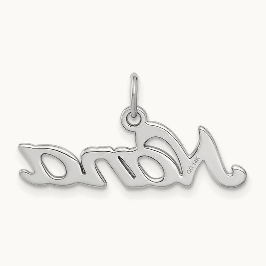 Satin NANA Charm, 14K White Gold