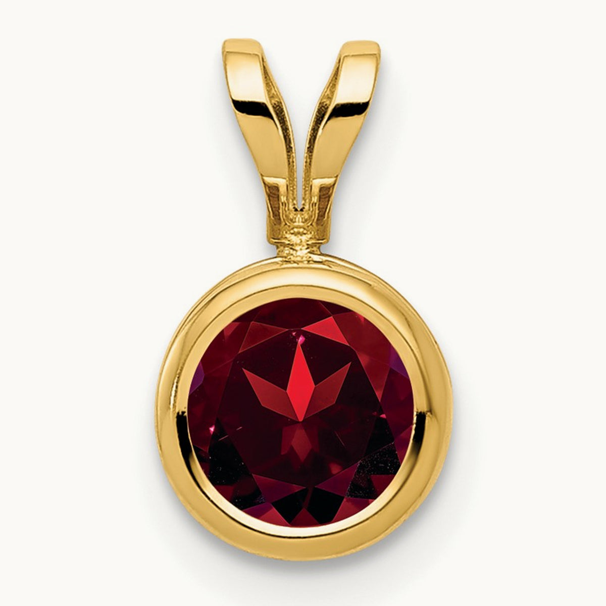 Garnet bezel pendant — 6mm