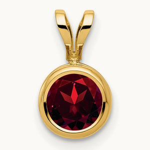 Garnet bezel pendant — 6mm