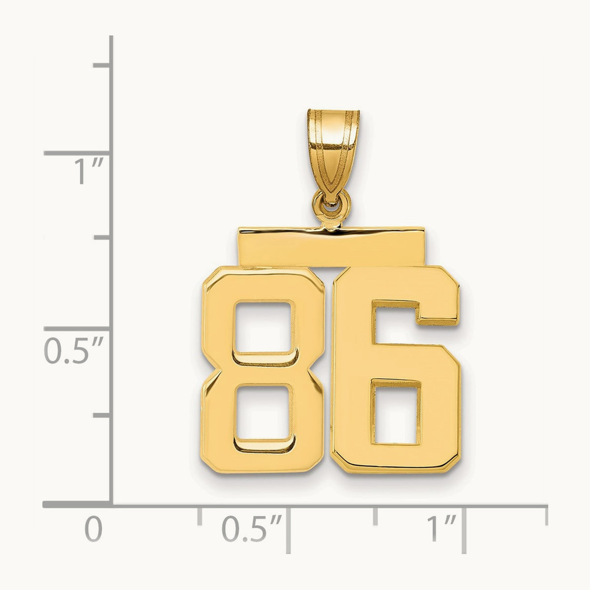 Medium Polished Number 86 Charm, 14K