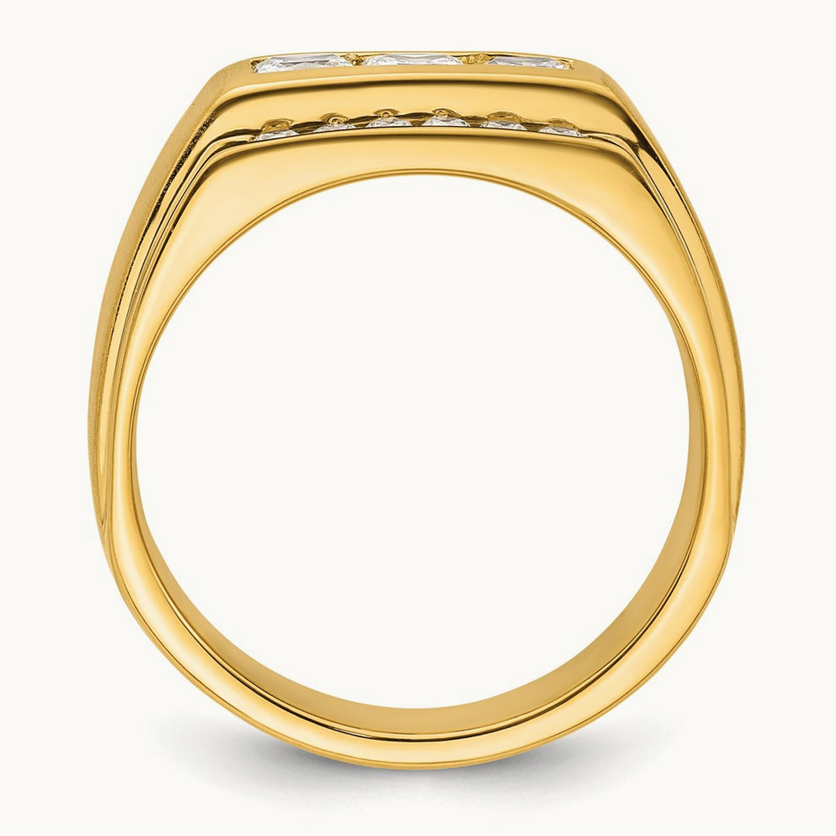 Polished & Satin Men's Ring, 1.00 ct tw Lab-Grown Diamond